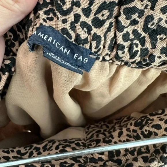 American Eagle Y2K Skirt Buttons Belted Linen Blend Cheetah Pull On Brown Size S - Picture 6 of 9